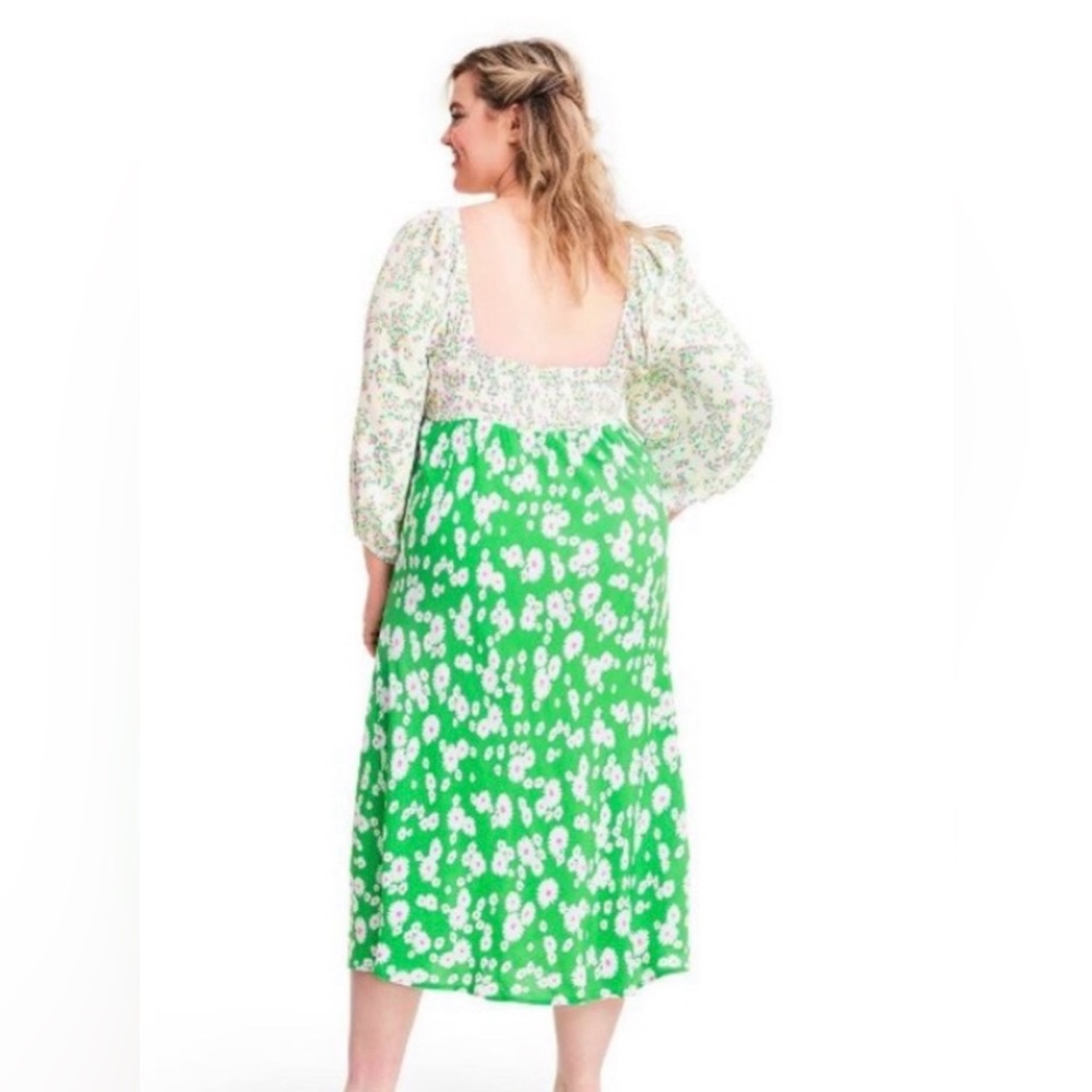 RIXO Daisy Long Puff Sleeve Swing Women’s Green Floral Maxi Dress Plus Size 16 - Picture 7 of 15